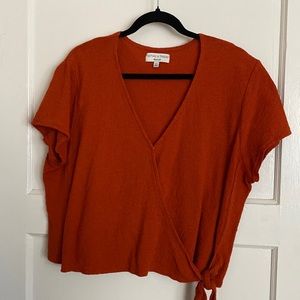 Madewell Orange Linen Wrap Top in XXL